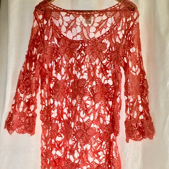 Sundance Coral lace tunic for spring summer or fall - Picture 5 of 5